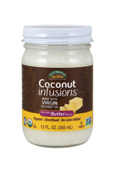 Now Foods Coconut Infusions Non-Dairy Butter Flavor, Organic - 355 ml, made with virgin coconut oil, unrefined and vegan.